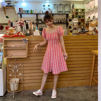 Női alkalmi kockás ruha - kivágott modell