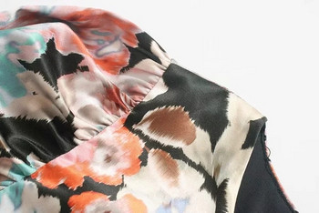 Rochie de dama model drept cu model floral si decolteu O