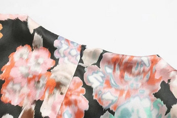 Rochie de dama model drept cu model floral si decolteu O