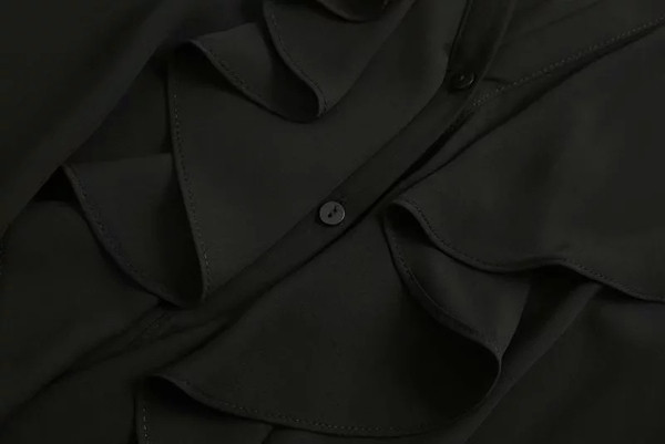 Cămașă de damă actuală cu mânecă lungă - culoare neagră