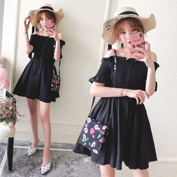 Rochie scurtă casual de damă de culoare neagră