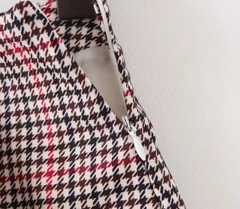 Fusta dama in carouri eleganta Model subtire cu talie inalta