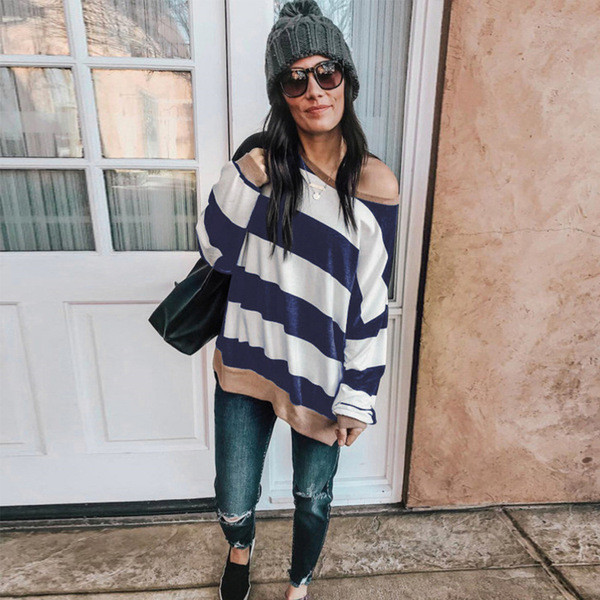 Bluză casual de damă cu mâneci lungi și decolteu O în trei culori