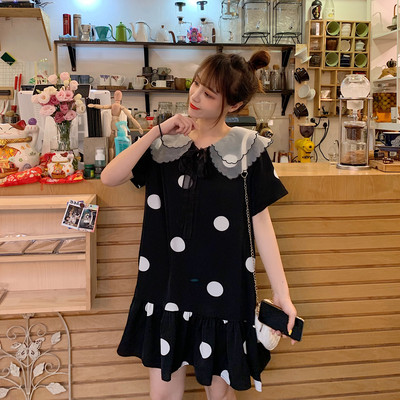 Rochie casual de dama cu puncte negre