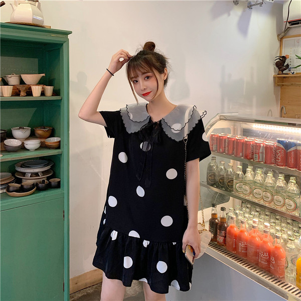 Rochie casual de dama cu puncte negre