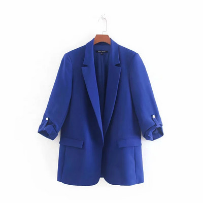 Нов модел стилно дамско сако в син и черен цвят