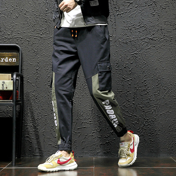 Модерен мъжки панталон в два цвята с надпис