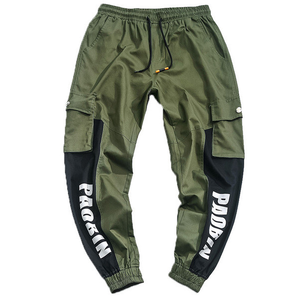 Pantaloni bărbați la modă în două culori cu inscripție