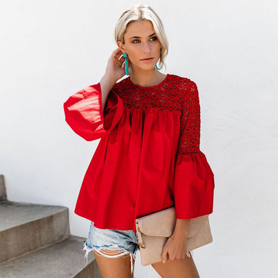 Bluză de damă modernă cu mâneci 3/4 în trei culori