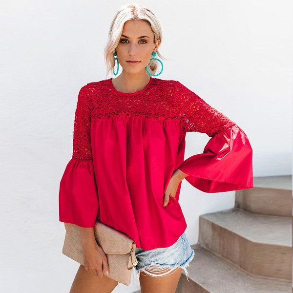 Bluză de damă modernă cu mâneci 3/4 în trei culori