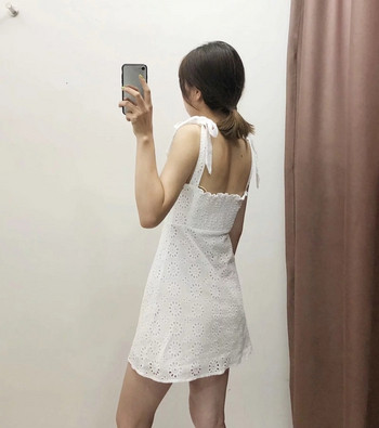 Rochie de dama moderna cu bretele si nasturi in alb