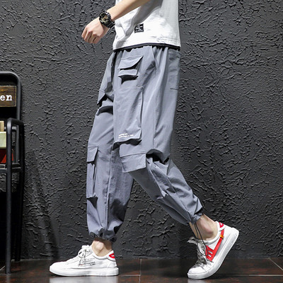 Pantaloni casual barbatesti in negru si gri