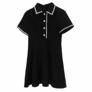 Rochie casual de dama in negru cu perle decorative