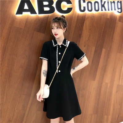 Rochie casual de dama in negru cu perle decorative