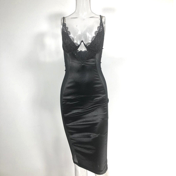 Rochie elegantă de damă, cu bretele subțiri și decolteu adânc, în negru și roșu