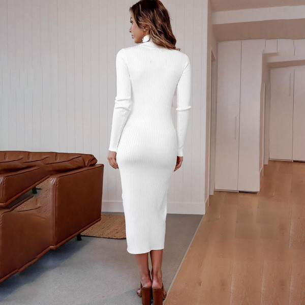 Alkalmi női hosszú ruha magas gallérral, három színben