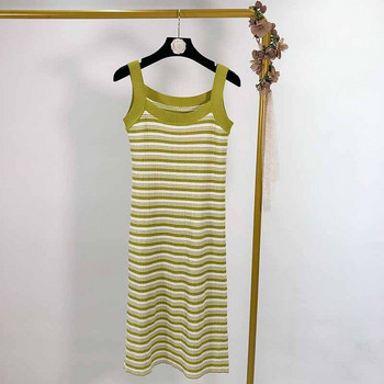 Rochie lunga cu bretele subtiri din tricot