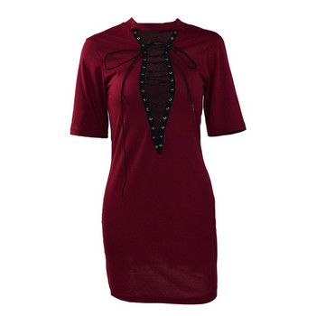 Rochie moderna de dama cu maneci scurte si cravate in doua culori