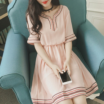 Rochie moderna de dama in doua culori - roz si alb