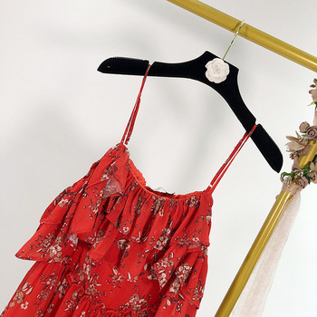 Rochie lunga de dama cu bretele subtiri din sifon