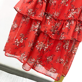 Rochie lunga de dama cu bretele subtiri din sifon