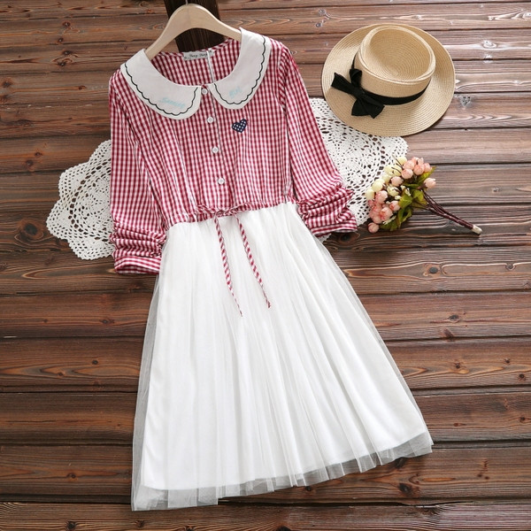 Női kockás ruha - szabású modell két színben