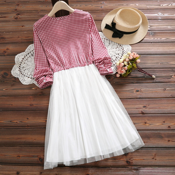 Női kockás ruha - szabású modell két színben