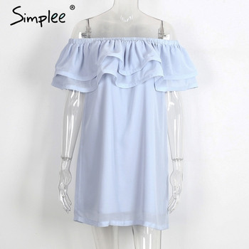 Rochie casual de dama cu maneci cazute in roz si albastru