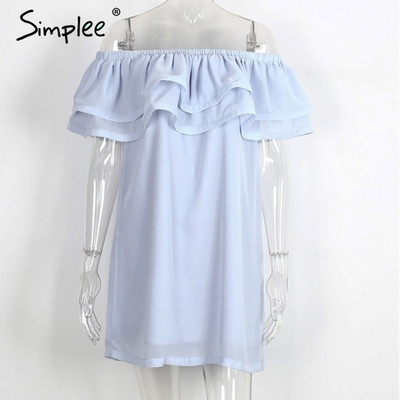 Rochie casual de dama cu maneci cazute in roz si albastru