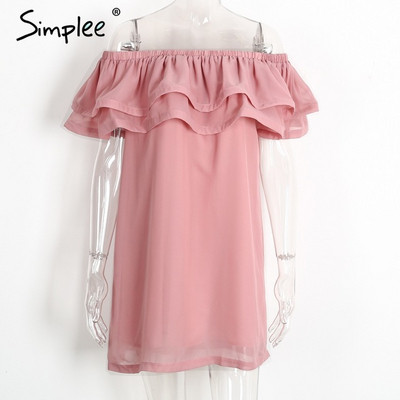 Rochie casual de dama cu maneci cazute in roz si albastru