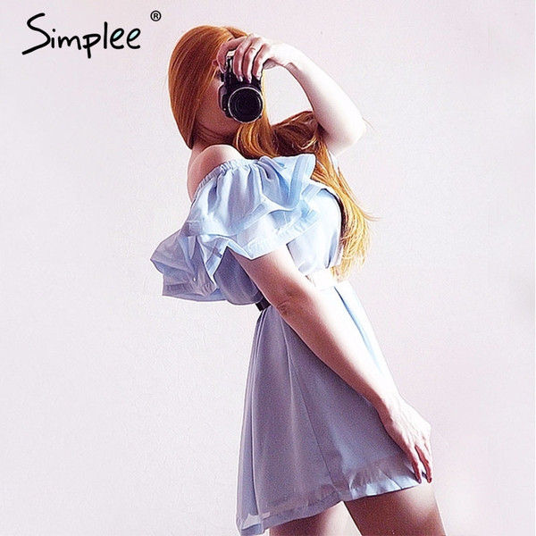 Rochie casual de dama cu maneci cazute in roz si albastru