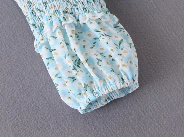 Új modell modern női blúz V-nyakú kék színben