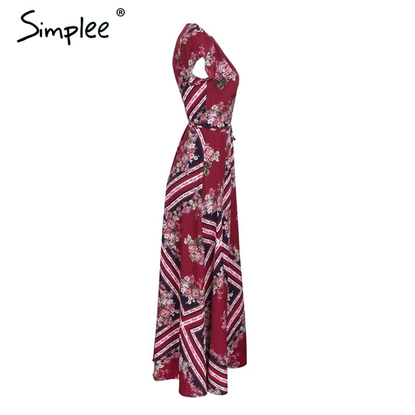 Rochie lată de damă casual, cu mâneci scurte și decolteu adânc, în culoarea roșie