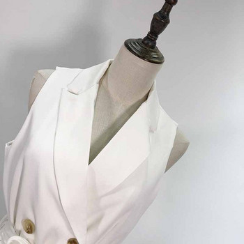 Rochie de dama fara maneci cu cravate in alb