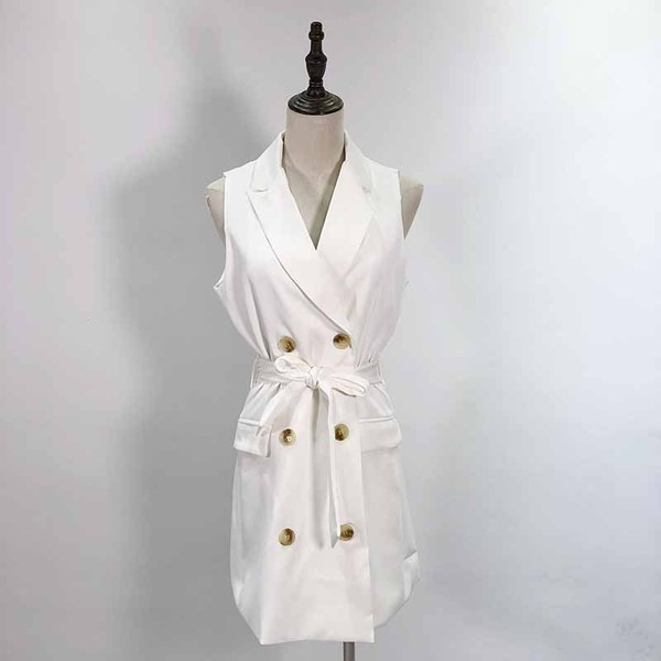 Rochie de dama fara maneci cu cravate in alb