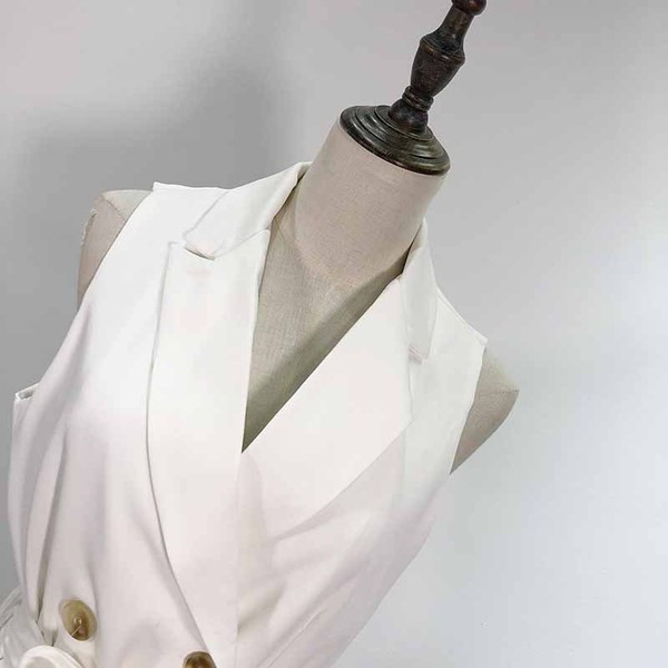 Rochie de dama fara maneci cu cravate in alb