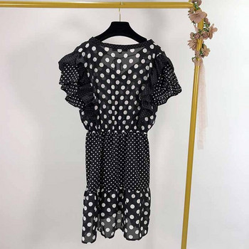 Fekete pöttyös női ruha - szabású modell