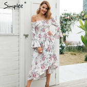 Rochie casual de dama cu model asimetric cu maneci cazute in alb