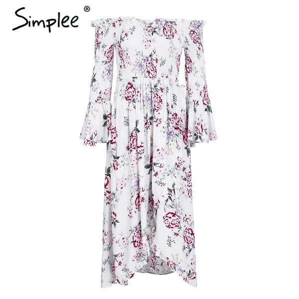 Rochie casual de dama cu model asimetric cu maneci cazute in alb