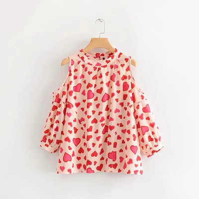 Bluza de dama cu aplicatie - inima in roz