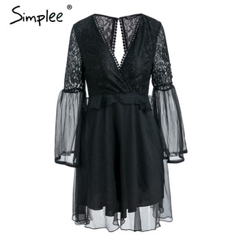 Rochie elegantă de damă cu spatele gol și dantelă în alb și negru