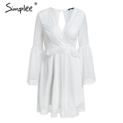 Rochie elegantă de damă cu spatele gol și dantelă în alb și negru