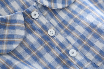 Rochie dama in carouri cu talie elastica de culoare albastra