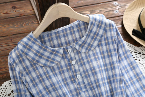 Rochie dama in carouri cu talie elastica de culoare albastra