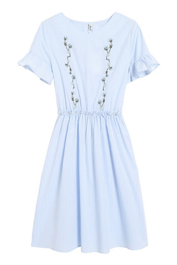 Női alkalmi ruha két színben hímzéssel