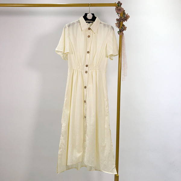 Rochie lunga de dama cu talie elastica si maneci scurte