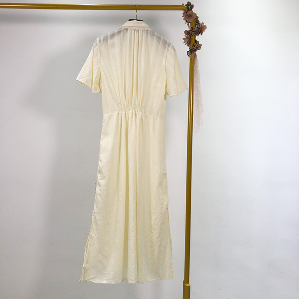 Rochie lunga de dama cu talie elastica si maneci scurte