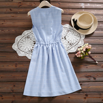 Rochie casual de dama cu talie inalta in albastru