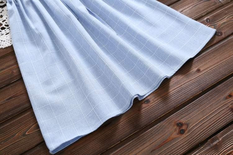 Rochie casual de dama cu talie inalta in albastru