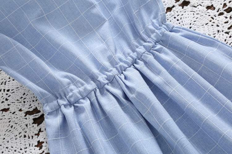 Rochie casual de dama cu talie inalta in albastru